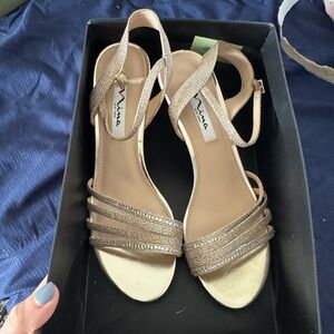 Nina Metallic Gold Strappy Heels